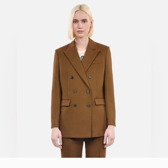 The Kooples Wool Leather Suit Jacket FR 42 US 10 NWT - Picture 4 of 14